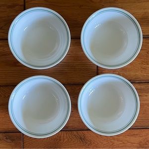 4 Corelle Country Cottage Cereal Salad Soup Bowls 6-1/4” Green Blue Stripe